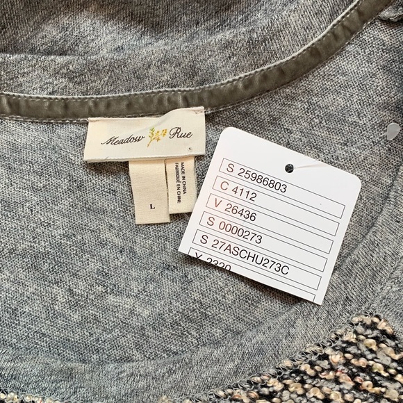 Anthropologie Meadow Rue Gray Knit Boho Top Sz L - Picture 4 of 9